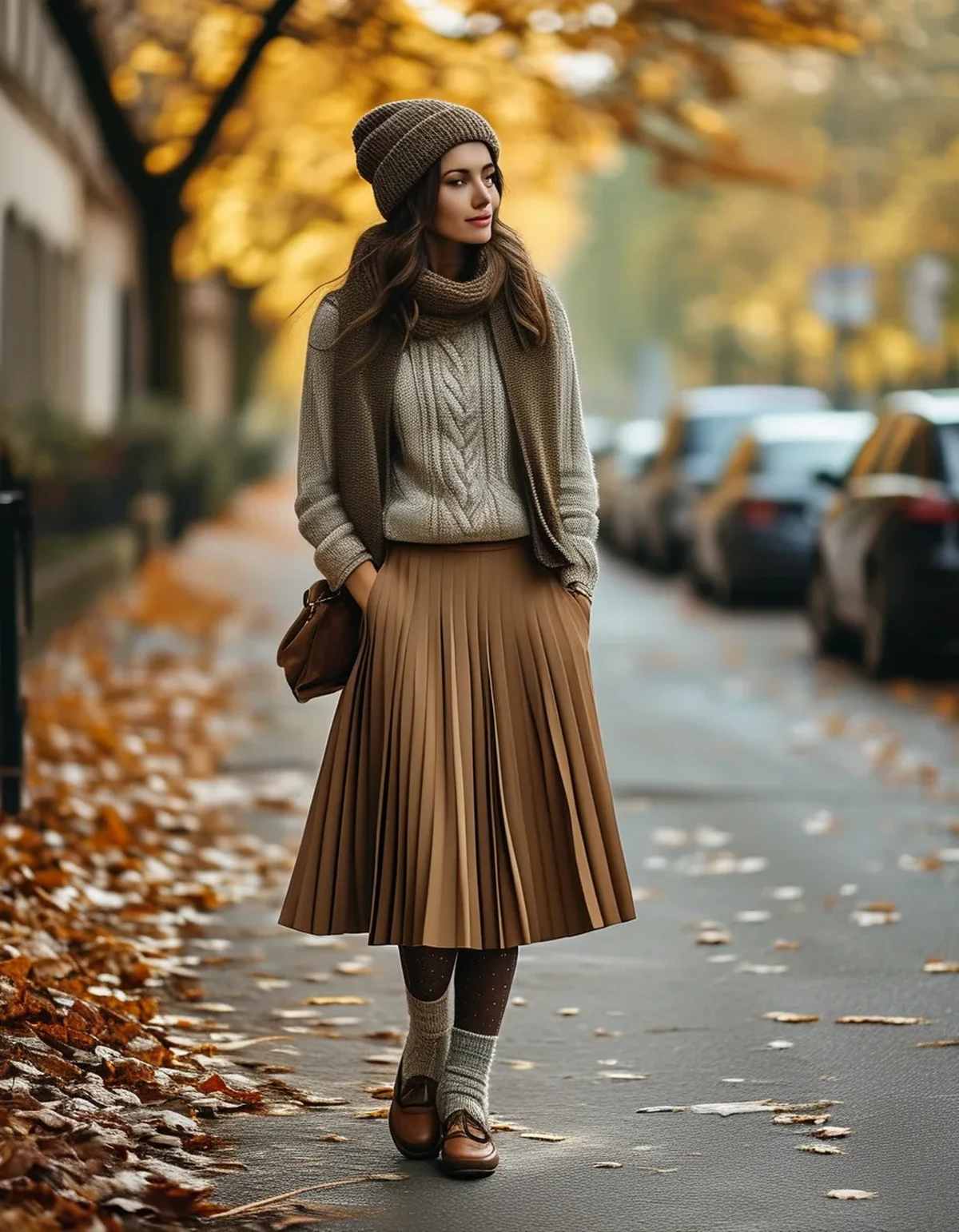 How to Wear a Pleated Skirt When It Gets Cold