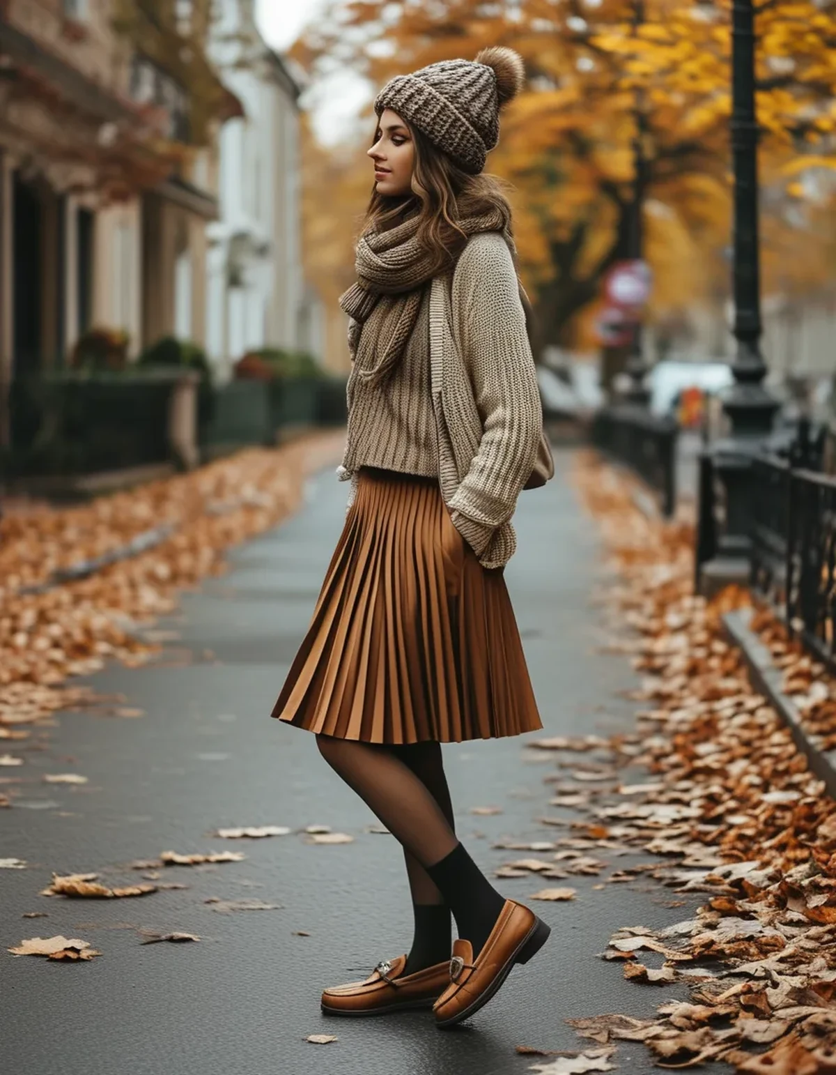 How to Wear a Pleated Skirt When It Gets Cold
